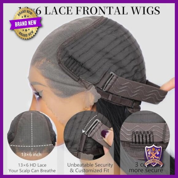 13x6 Straight Full Lace Front Human Hair Wig 200% Density Glueless main image 3